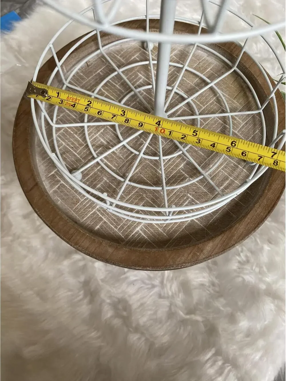 Two-Tier White Wire Basket Stand